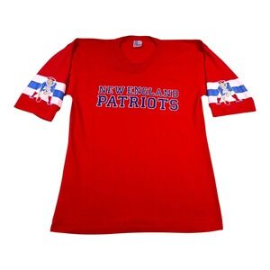Vintage New England Patriots Shirt Mens Large Red NFL Football Jersey Garan 80s